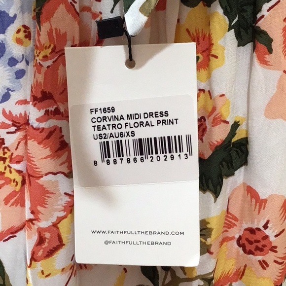 Faithful The Brand Corvina Midi Dress Teatro Floral Print NEW - Picture 9 of 11